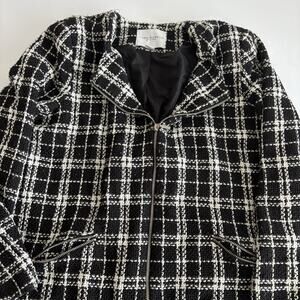 Carolina Belle Montreal long zippered blazer in black and white plaid Women L